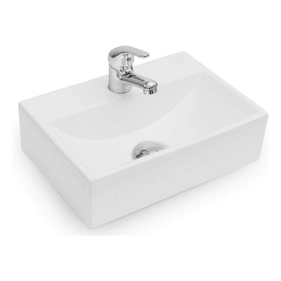 Lavabo mural ou à poser en céramique Kometmöbel 36,5 cm x 25,5 cm x 10,5 cm Blanc