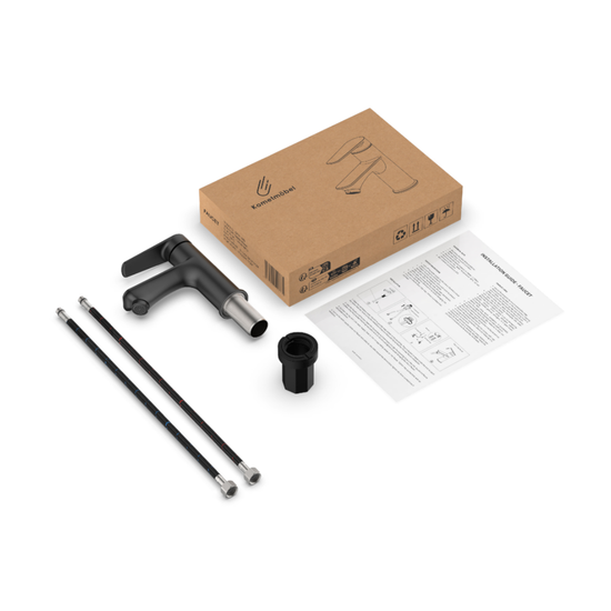 Robinet de lavabo noir, hauteur 15 cm 