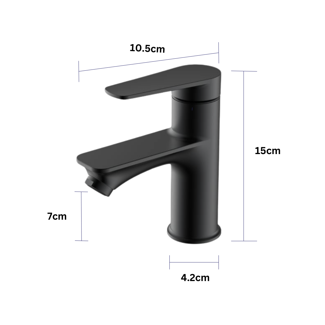 Robinet de lavabo noir, hauteur 15 cm 