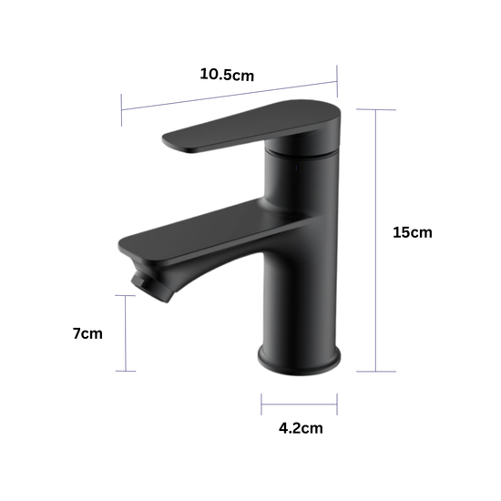 Robinet de lavabo noir, hauteur 15 cm 