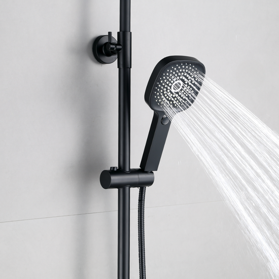 Système de douche avec thermostat, pommeau de douche à effet pluie rond de 30 cm Schwaz
