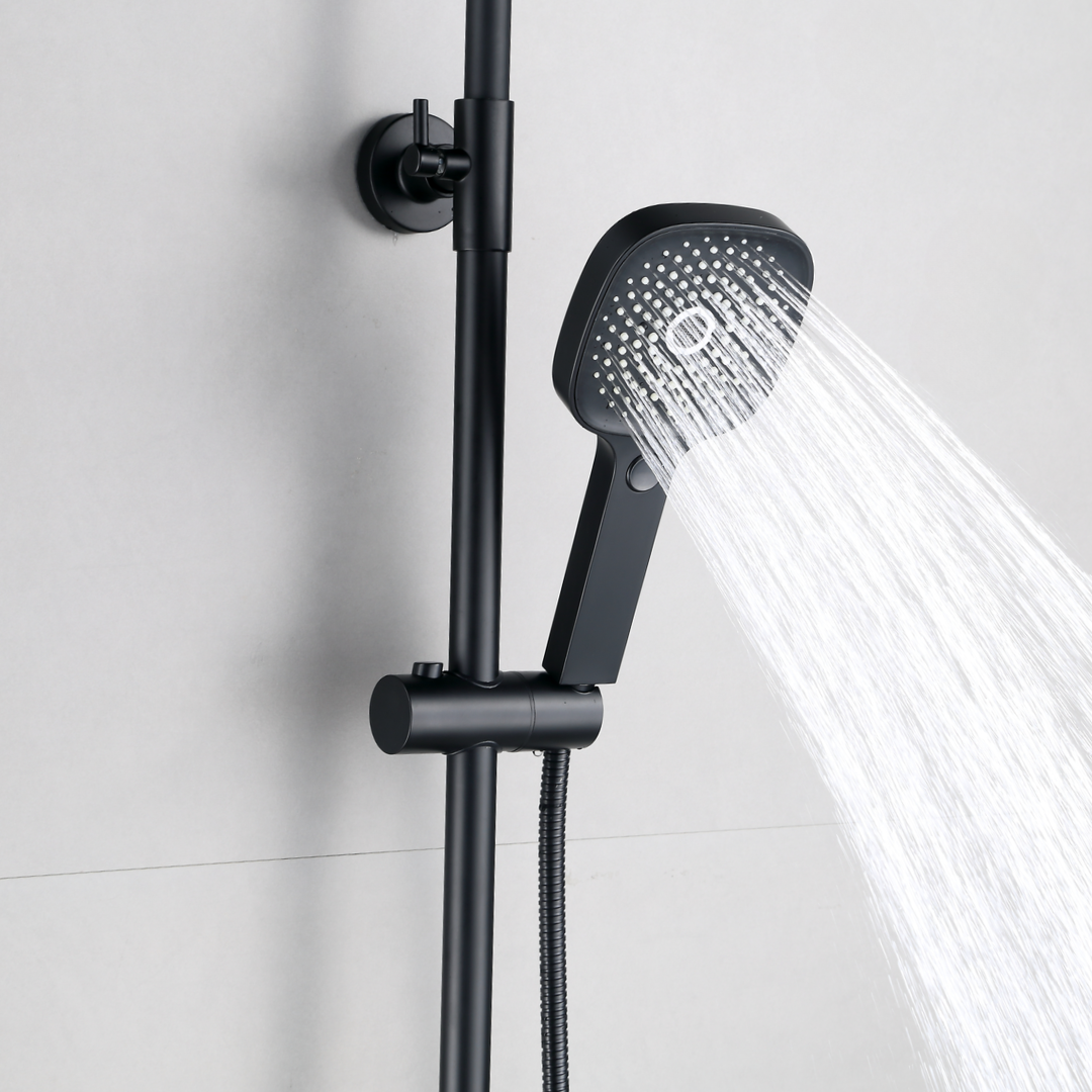 Système de douche avec thermostat, pommeau de douche à effet pluie rond de 30 cm Schwaz