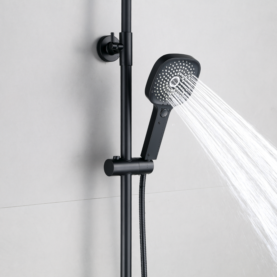 Système de douche avec thermostat, pommeau de douche à effet pluie rond de 30 cm Schwaz