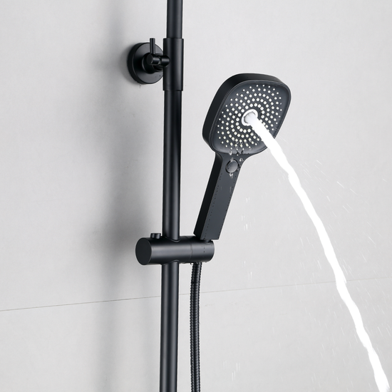 Système de douche avec thermostat, pommeau de douche à effet pluie rond de 30 cm Schwaz