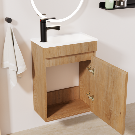 Ensemble lavabo WC invités MINO 40 cm chêne