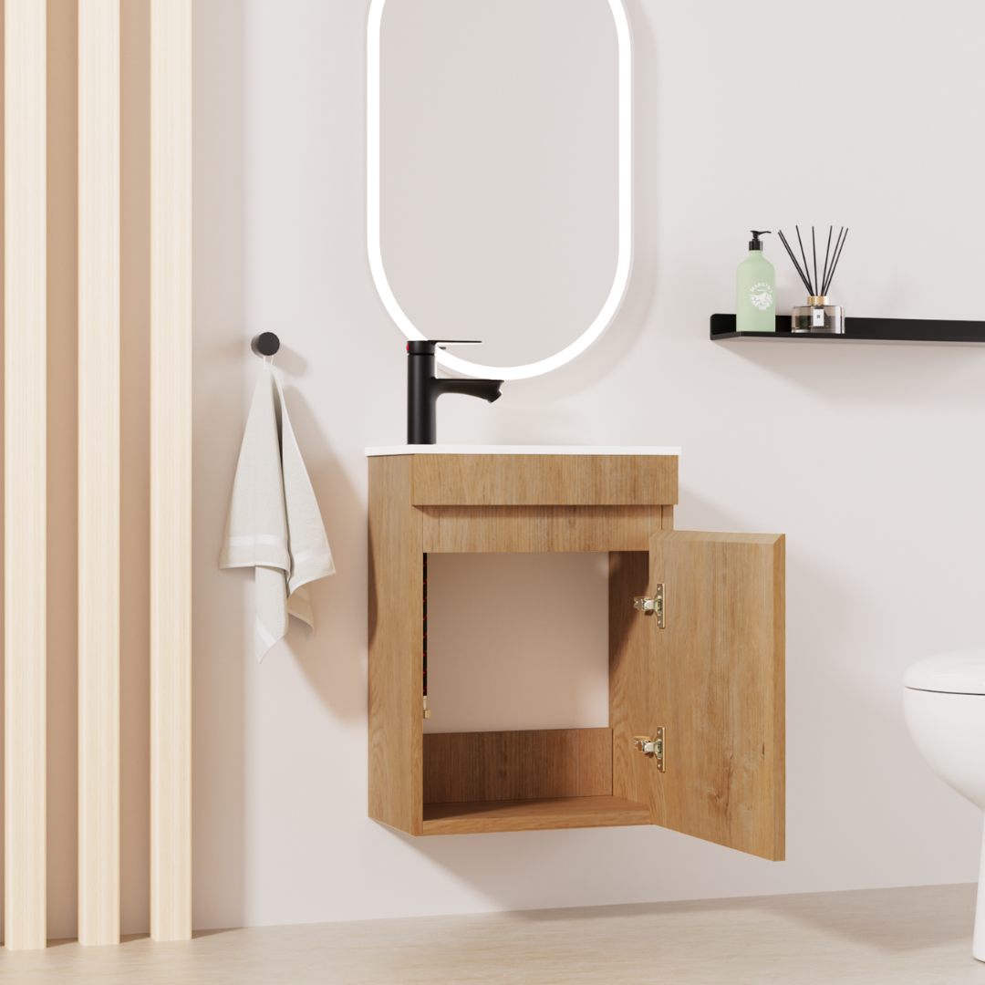 Ensemble lavabo WC invités MINO 40 cm chêne