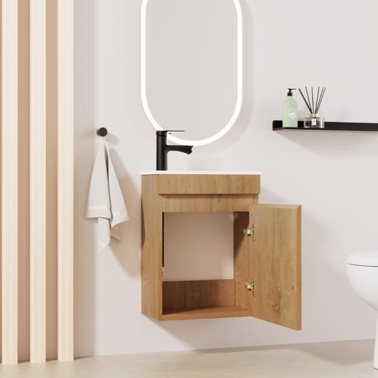Ensemble lavabo WC invités MINO 40 cm chêne