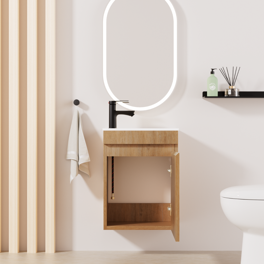 Ensemble lavabo WC invités MINO 40 cm chêne