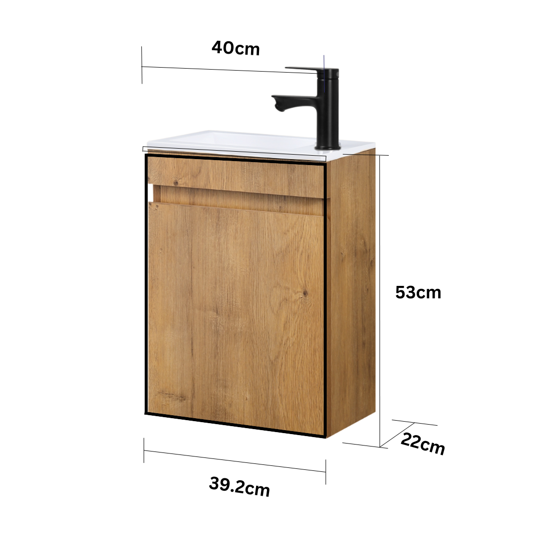 Ensemble lavabo WC invités MINO 40 cm chêne