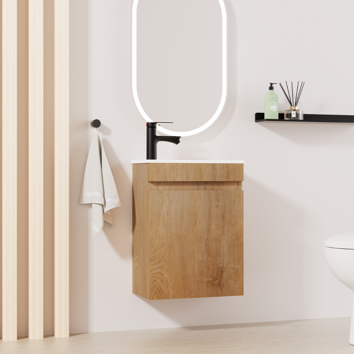 Ensemble lavabo WC invités MINO 40 cm chêne