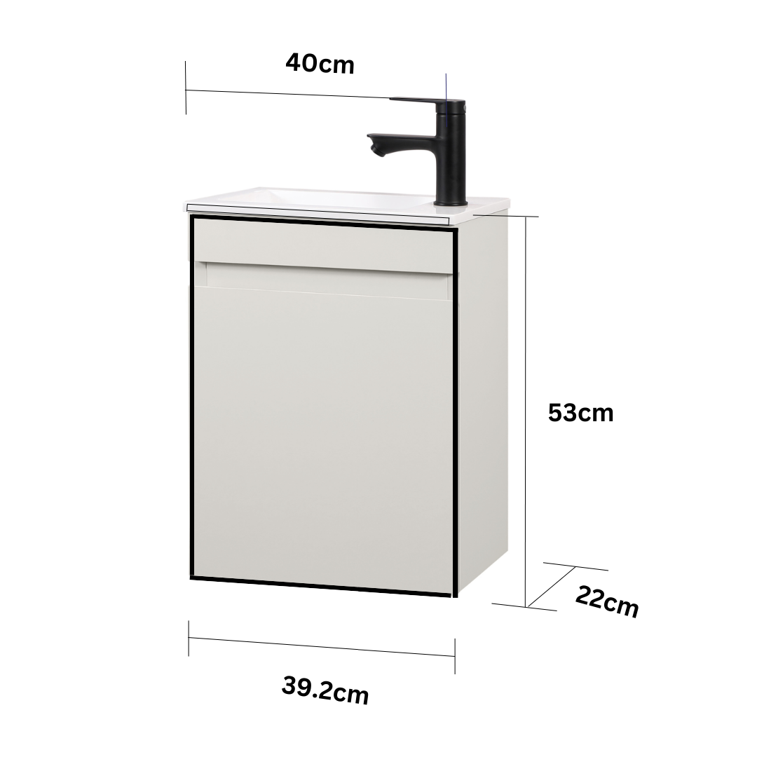 Ensemble lavabo WC invités MINO 40 cm cachemire