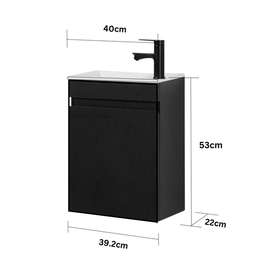 Ensemble lavabo WC invités MINO 40 cm noir
