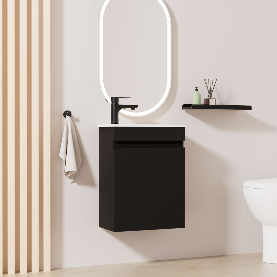 Ensemble lavabo WC invités MINO 40 cm noir