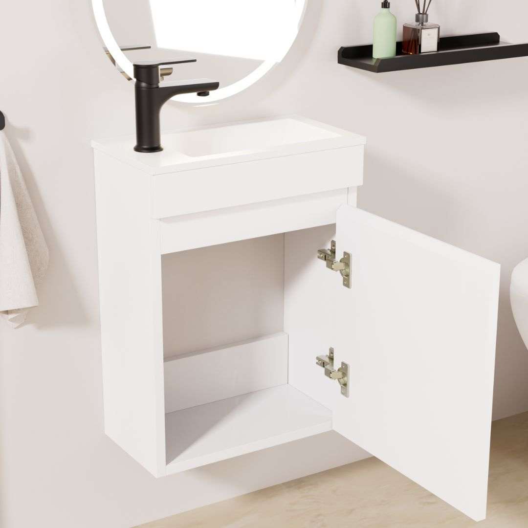 Ensemble lavabo WC invités MINO 40 cm blanc brillant