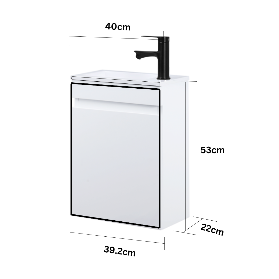 Ensemble lavabo WC invités MINO 40 cm blanc brillant