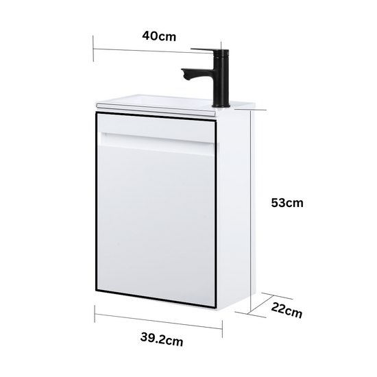Ensemble lavabo WC invités MINO 40 cm blanc brillant