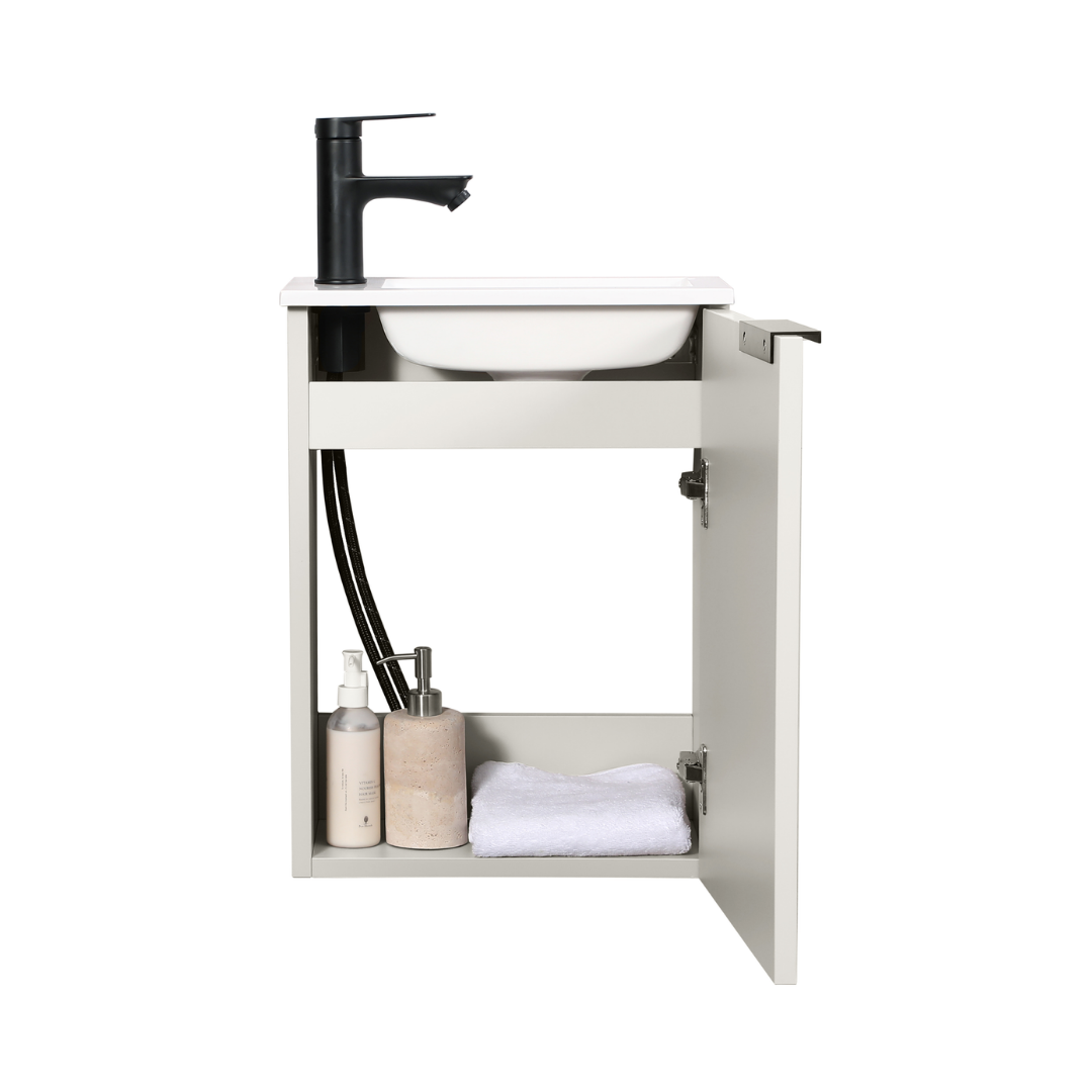 Ensemble lavabo WC invités MOLI 40 cm cachemire avec poignée