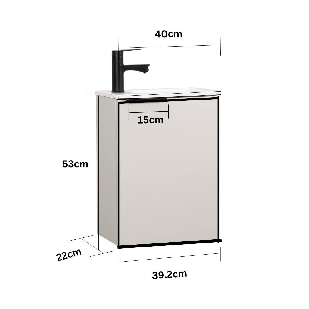 Ensemble lavabo WC invités MOLI 40 cm cachemire avec poignée