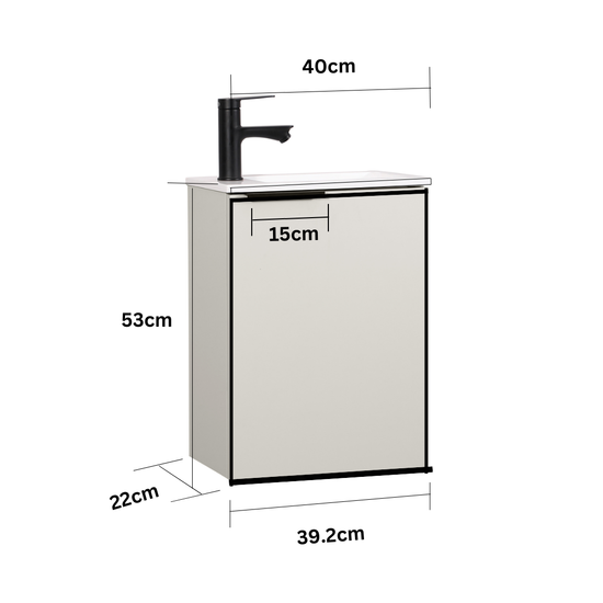 Ensemble lavabo WC invités MOLI 40 cm cachemire avec poignée
