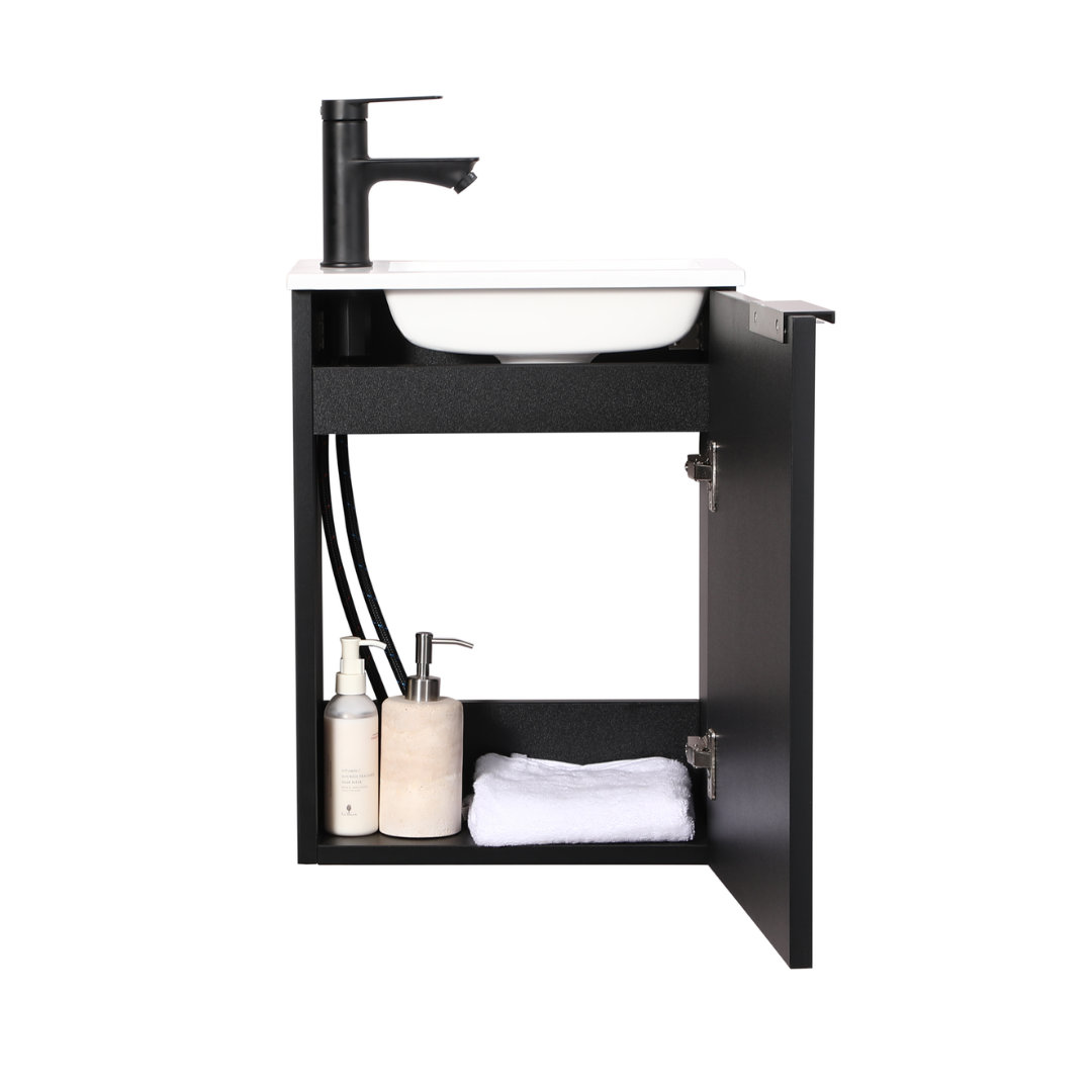Ensemble lavabo WC invités MOLI 40 cm noir avec poignée