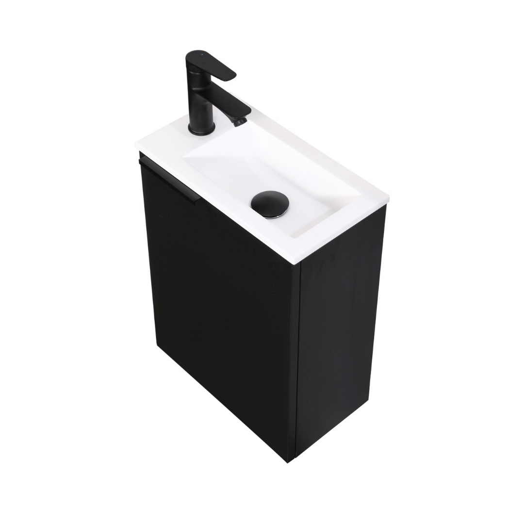 Ensemble lavabo WC invités MOLI 40 cm noir avec poignée