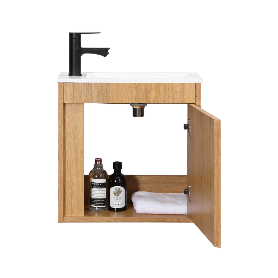 Ensemble lavabo WC invités NERO 50 cm chêne