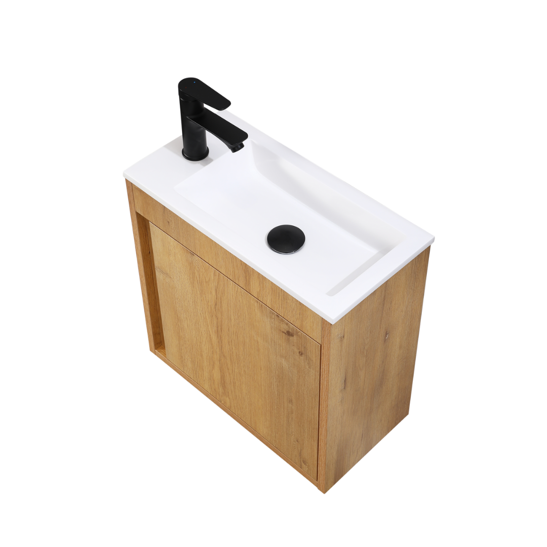Ensemble lavabo WC invités NERO 50 cm chêne