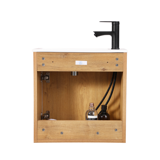 Ensemble lavabo WC invités NERO 50 cm chêne