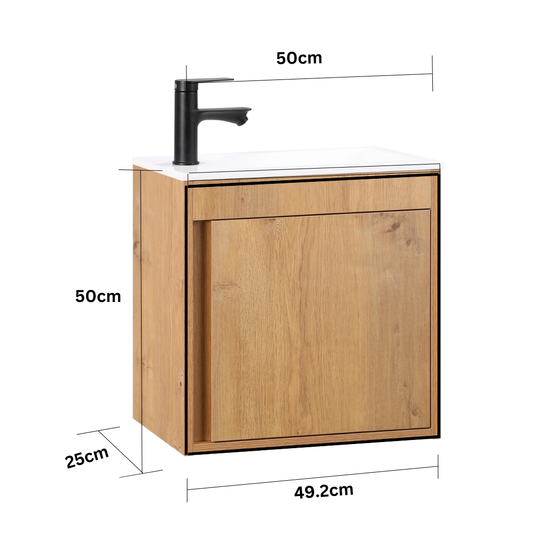 Ensemble lavabo WC invités NERO 50 cm chêne