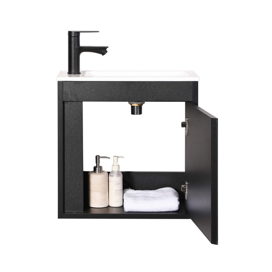 Ensemble lavabo WC invités NERO 50 cm noir