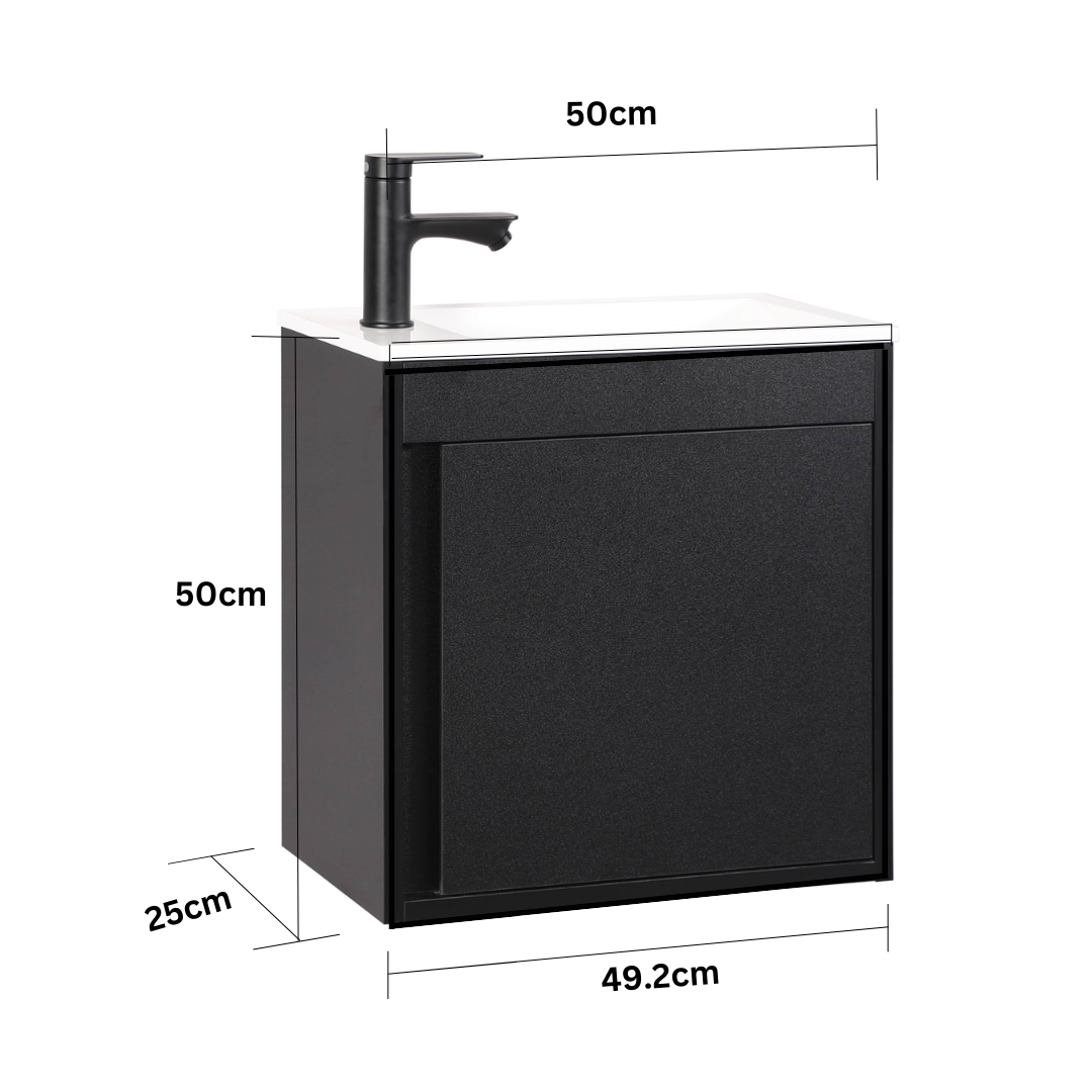Ensemble lavabo WC invités NERO 50 cm noir