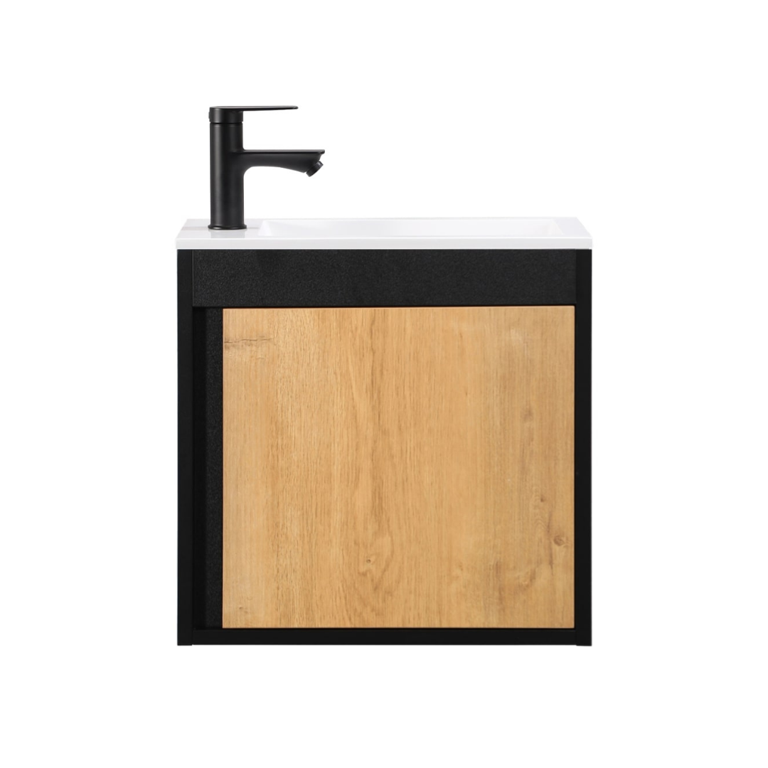 Ensemble lavabo WC invités NERO 50 cm noir/chêne