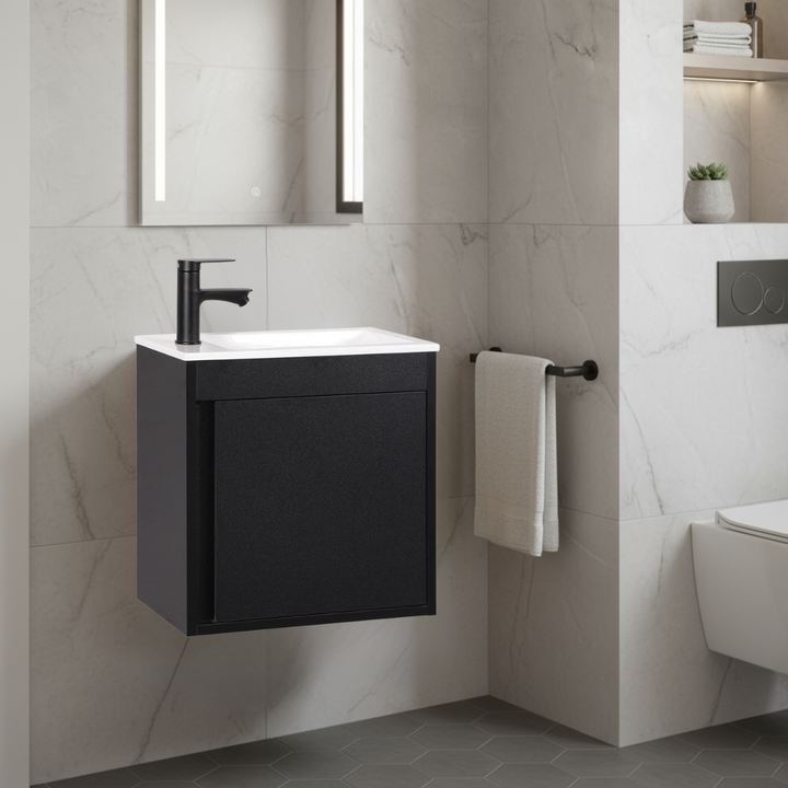Ensemble lavabo WC invités NERO 50 cm noir