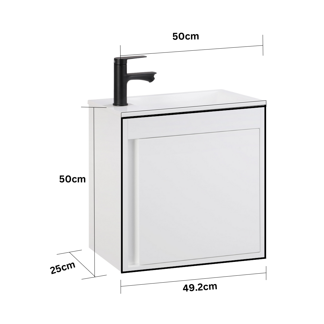 Ensemble lavabo WC invités NERO 50 cm blanc brillant