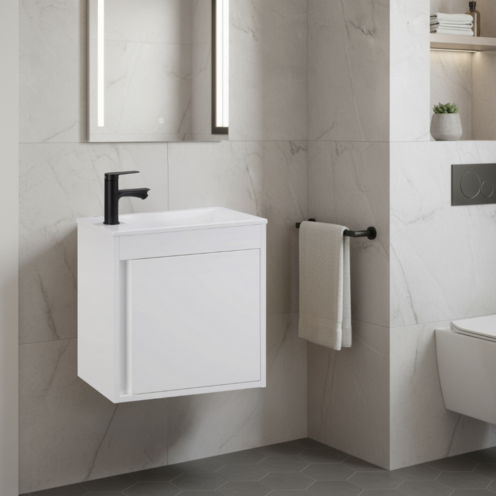 Ensemble lavabo WC invités NERO 50 cm blanc brillant