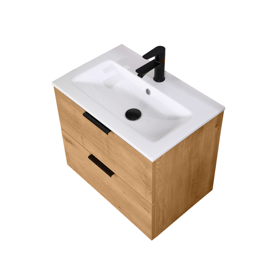 Lavabo ORLO 60cm 2 en chêne à fermeture amortie avec poignée