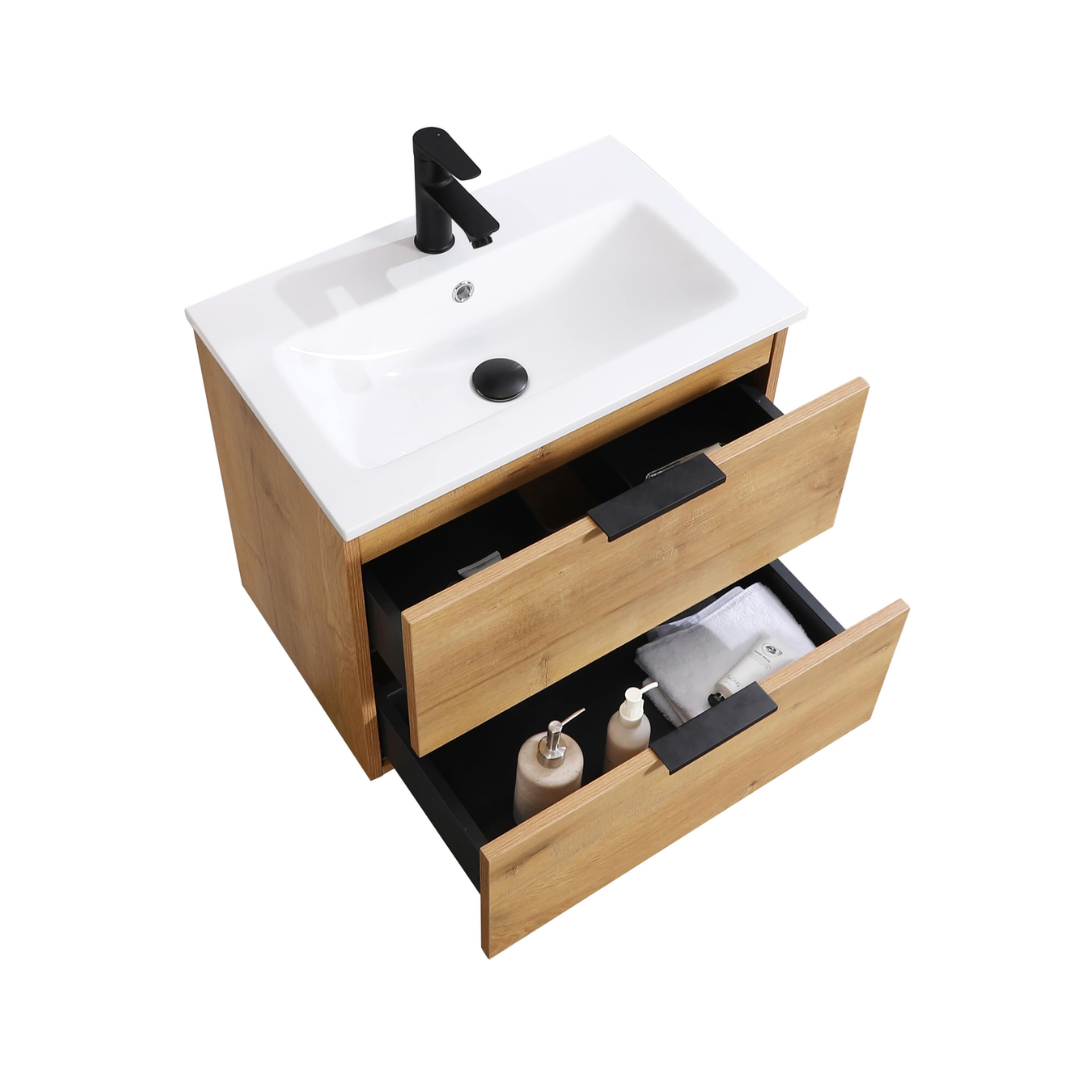 Lavabo ORLO 60cm 2 en chêne à fermeture amortie avec poignée