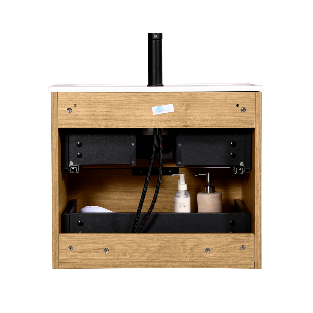 Lavabo ORLO 60cm 2 en chêne à fermeture amortie avec poignée