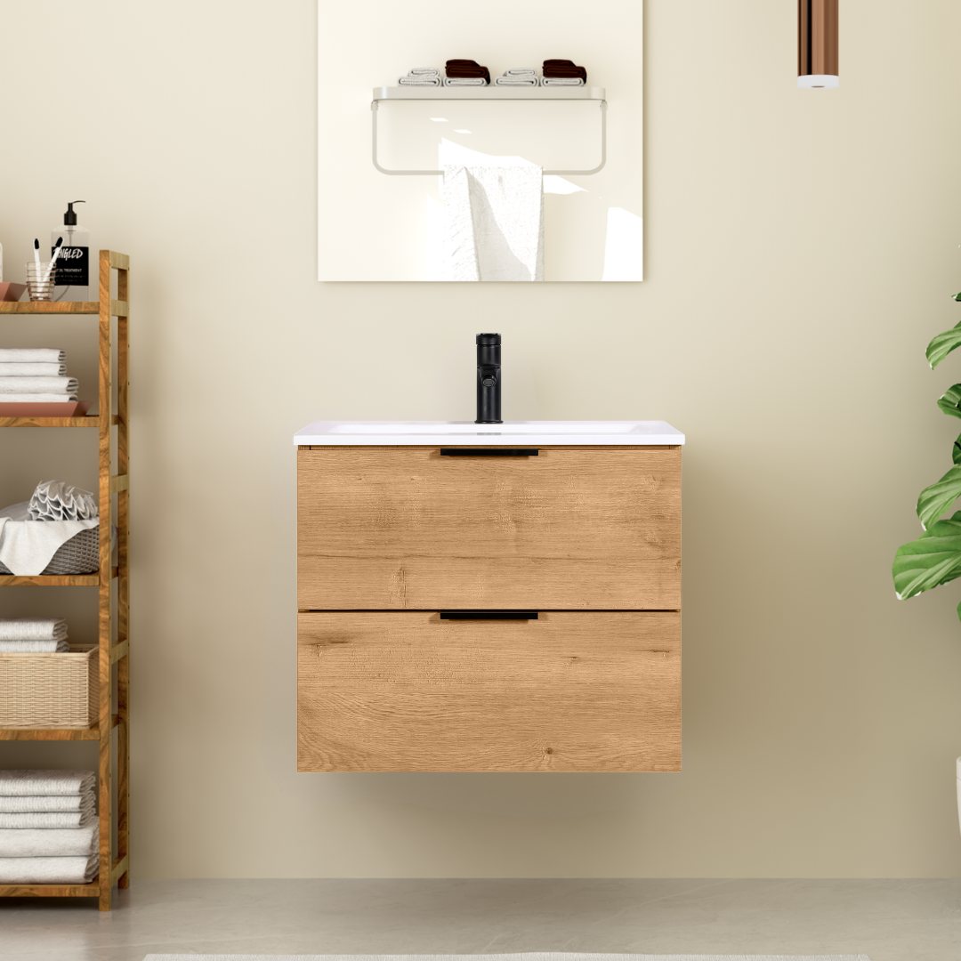 Lavabo ORLO 60cm 2 en chêne à fermeture amortie avec poignée