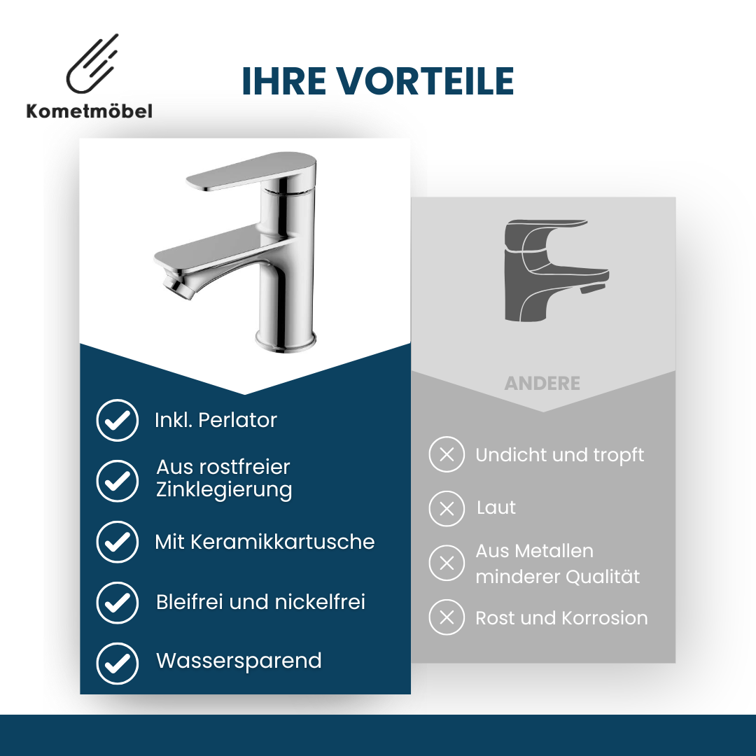 robinet de lavabo chromé, hauteur 15 cm 