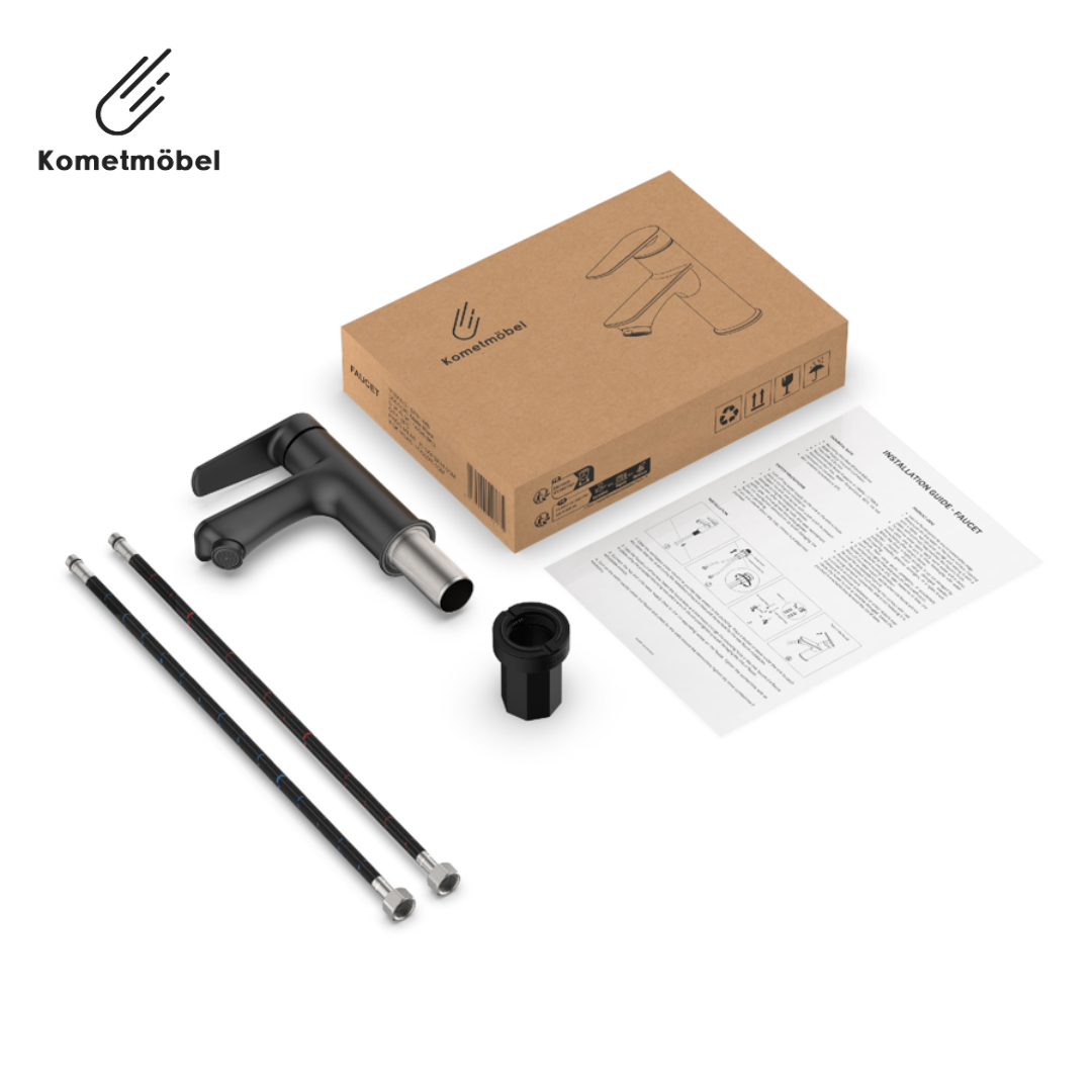 robinet de lavabo chromé, hauteur 15 cm 