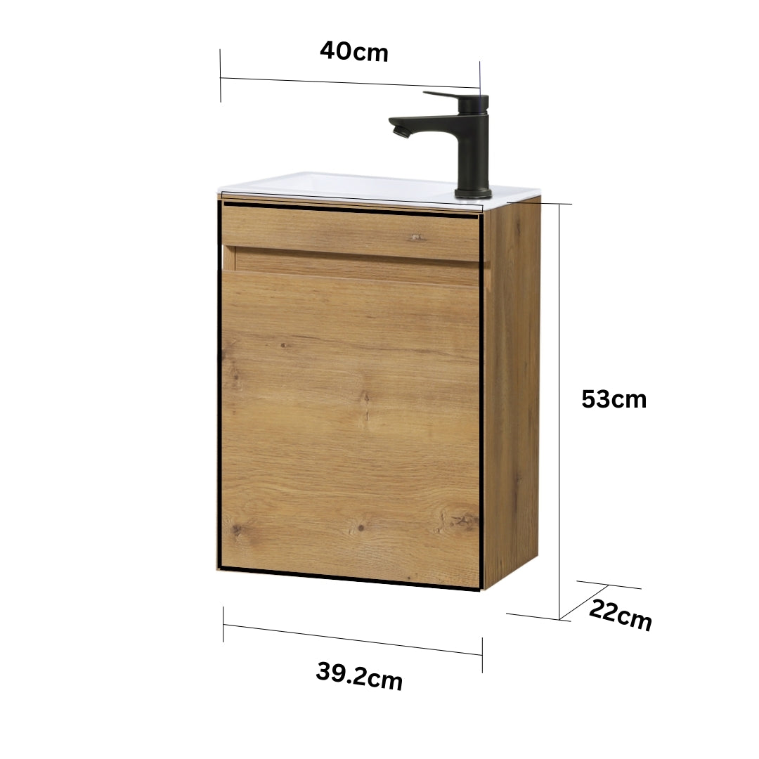 MINO Gäste-WC Waschtisch Set 40cm Eiche