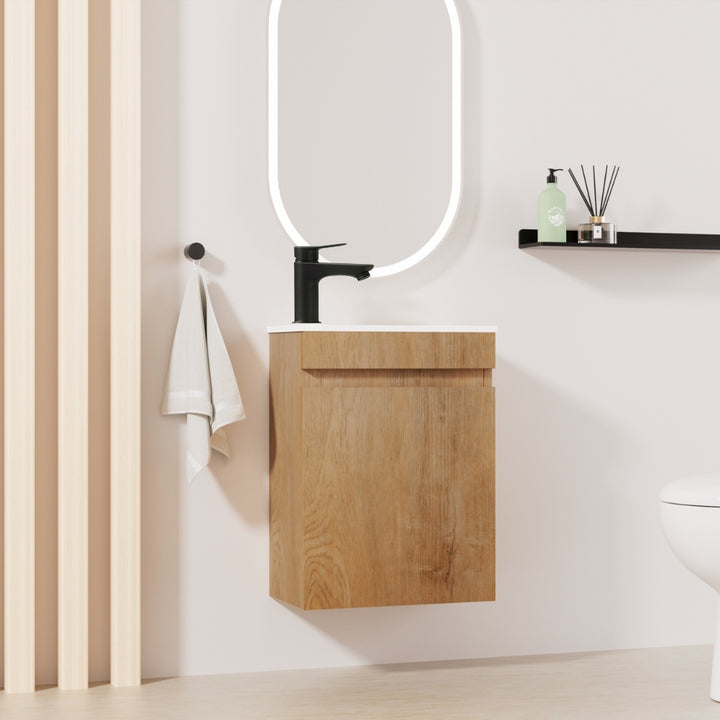 Ensemble lavabo WC invités MINO 40 cm chêne