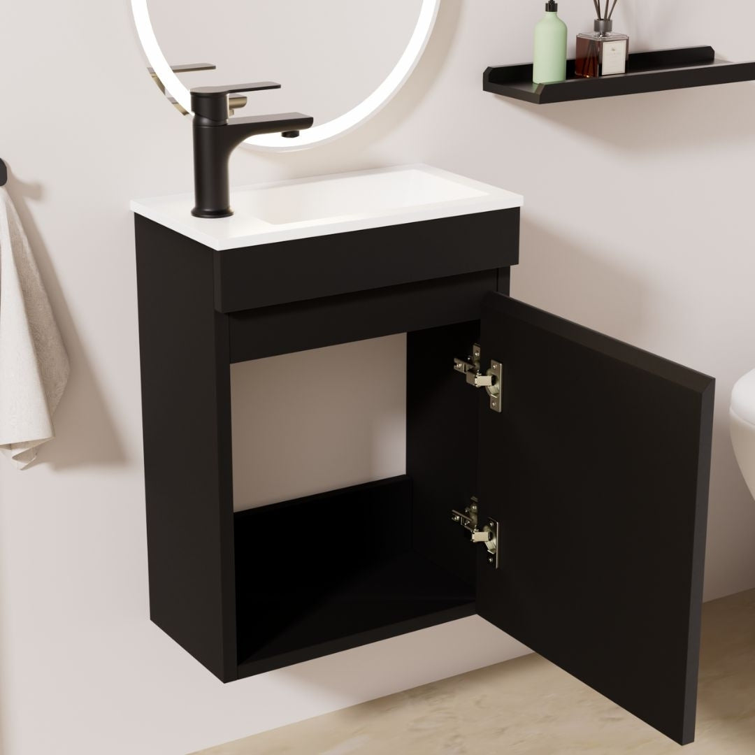 Kometmöbel Guest WC Washbasin Set 40cm Matt Black