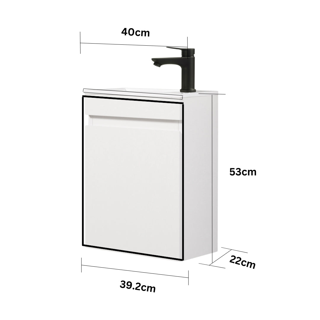 Kometmöbel Guest WC Washbasin Set 40cm High Gloss White