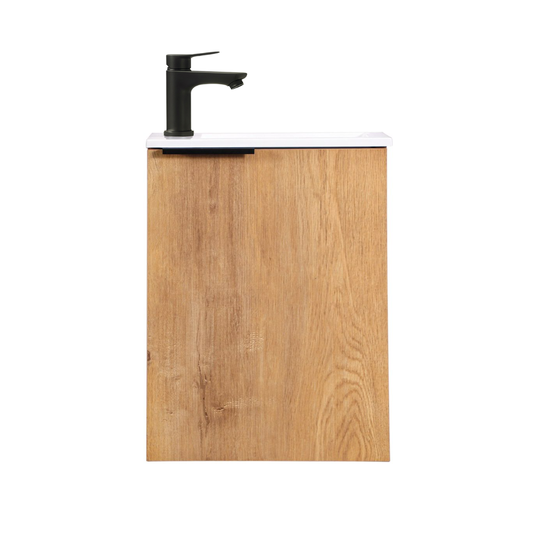 Ensemble lavabo WC invités MOLI 40 cm en chêne avec poignée