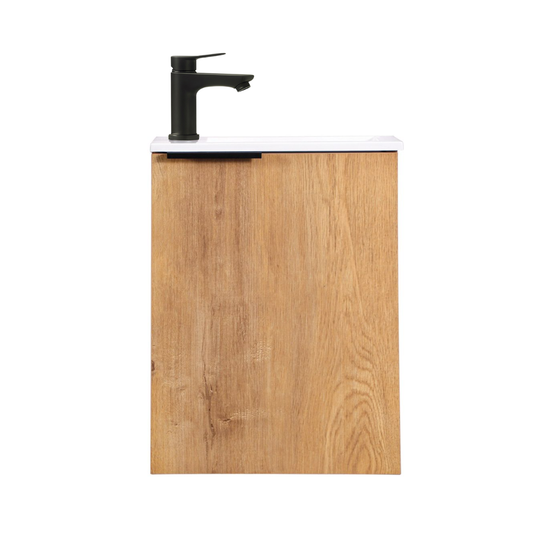 Ensemble lavabo WC invités MOLI 40 cm en chêne avec poignée