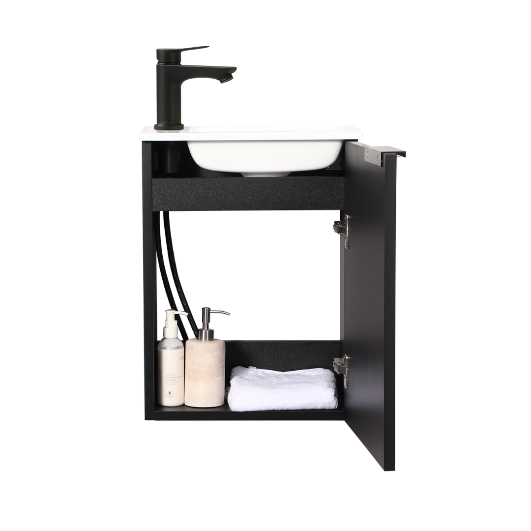 Ensemble lavabo WC invités MOLI 40 cm noir avec poignée