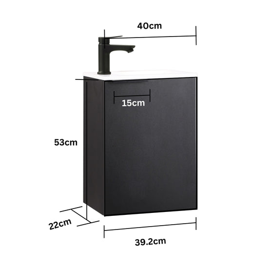 MOLI Gäste-WC Waschtisch Set 40cm Schwarz