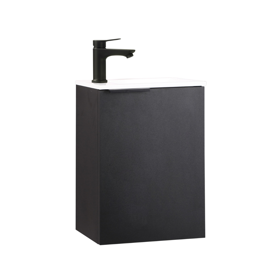 Ensemble lavabo WC invités MOLI 40 cm noir avec poignée